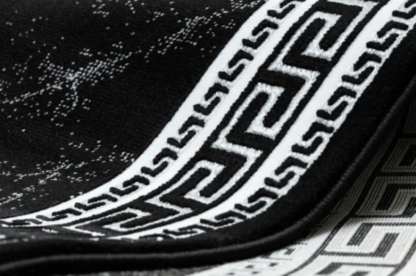 Koberec / Behúň GLOSS 2813 87 ramka, grécky - čierny / sivý