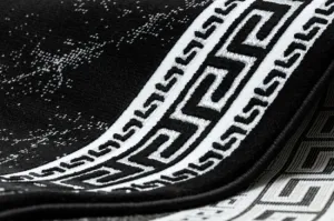 Koberec / Behúň GLOSS 2813 87 ramka, grécky - čierny / sivý
