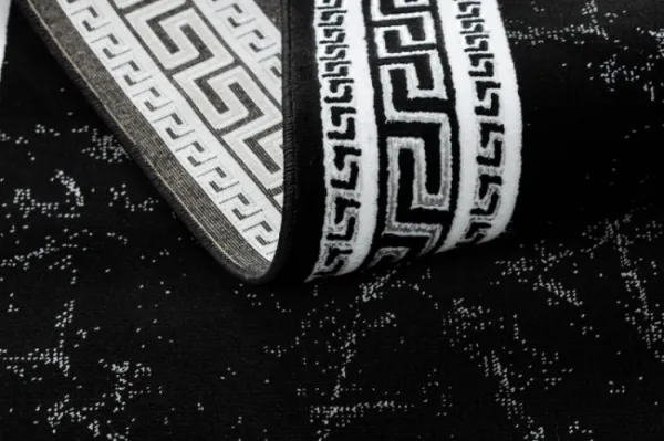 Koberec / Behúň GLOSS 2813 87 ramka, grécky - čierny / sivý