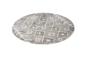 Koberec BOHO L228C tmavosivý / béžový kruh