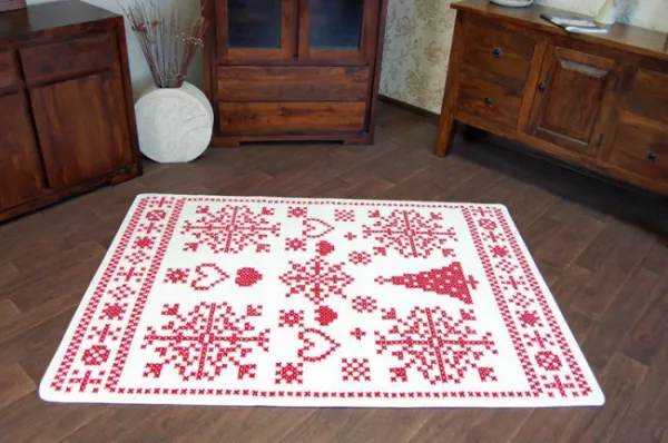 Koberec XMAS - F791 krém/červený