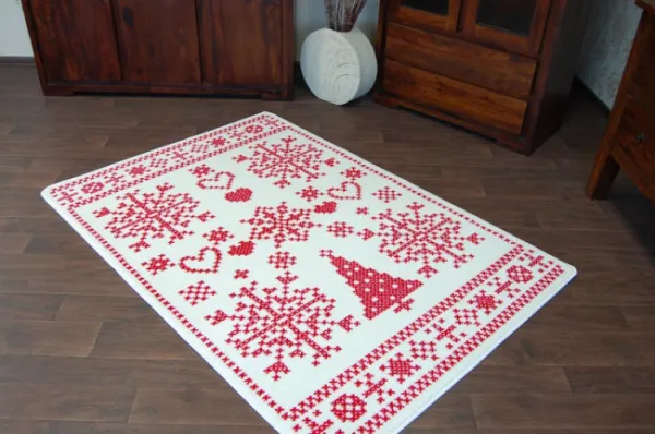 Koberec XMAS - F791 krém/červený