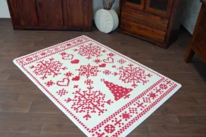 Koberec XMAS - F791 krém/červený