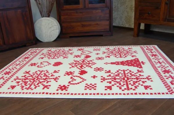 Koberec XMAS - F791 krém/červený