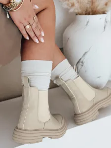 Botki damskie LUXIBOOTS na platformie beżowe Dstreet