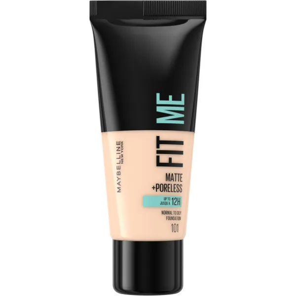 MAYBELLINE NEW YORK Fit Me! Matte+Poreless zmatňujúci make-up pre normálnu až mastnú pleť odtieň 101 True Ivory 30 ml