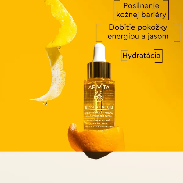 Apivita Beessential Oils Strengthening & Hydrating Day Oil rozjasňujúci denný olej pre intenzívnu hydratáciu pleti 15 ml