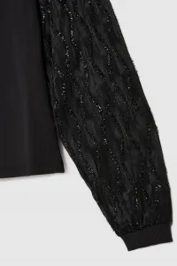 Marisse Black Blouse With Decorative Sleeves