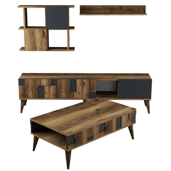Kalune Design Sada nábytku do obývacího pokoje Madrid ořech/antracit
