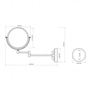 Závesné kozmetické zrkadlo, Ø 140 mm, obojstranné, chróm XP012CH