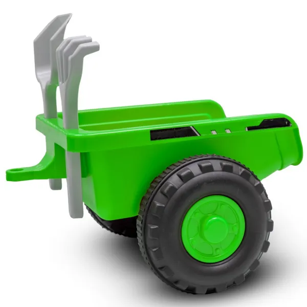 Detské odrážadlo traktor s vlečkou a náradim Baby Mix Benny zelený