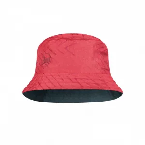 Klobúk BUFF TRAVEL BUCKET HAT COLLAGE RED-BLACK -RED-Standard