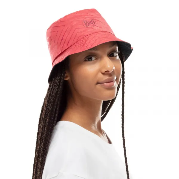 Klobúk BUFF TRAVEL BUCKET HAT COLLAGE RED-BLACK -RED-Standard