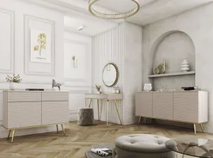 ArtPS Komoda BIJOU K-160 MDF | béžová / zlaté nohy