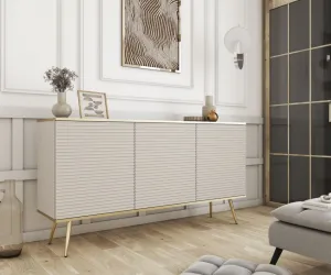 ArtPS Komoda BIJOU K-160 MDF | béžová / zlaté nohy