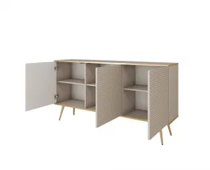 ArtPS Komoda BIJOU K-160 MDF | biela / zlaté nohy