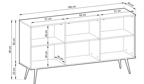 ArtPS Komoda BIJOU K-160 MDF | biela / zlaté nohy