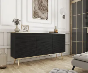 ArtPS Komoda BIJOU K-160 MDF | čierna / zlaté nohy