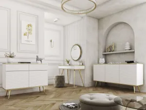 ArtPS Komoda BIJOU K-160 MDF | biela / zlaté nohy