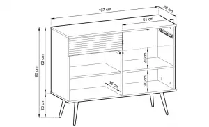 ArtPS Komoda BIJOU KSZ-107 MDF | čierna / zlaté nohy