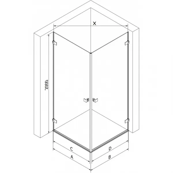 MEXEN/S - Lunar-B Duo sprchovací kút dvere krídlové 80 x 80, transparent, chróm 832-080L-080P-01-00