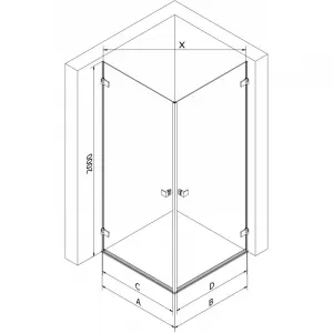 MEXEN/S - Lunar-B Duo sprchovací kút dvere krídlové 80 x 80, transparent, chróm 832-080L-080P-01-00