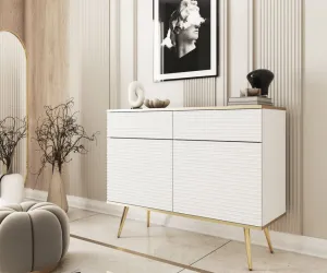 ArtPS Komoda BIJOU KSZ-107 MDF | biela / zlaté nohy