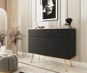 ArtPS Komoda BIJOU KSZ-107 MDF | čierna / zlaté nohy