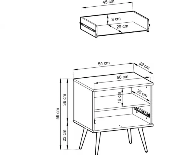 ArtPS Nočný stolík BIJOU S-54 MDF | čierna / zlaté nohy