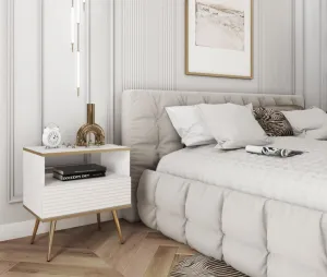 ArtPS Nočný stolík BIJOU S-54 MDF | biela / zlaté nohy