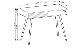 ArtPS Toaletný stolík BIJOU T-102 MDF | biela / zlaté nohy