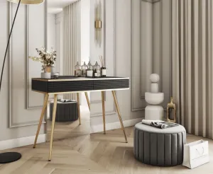 ArtPS Toaletný stolík BIJOU T-102 MDF | čierna / zlaté nohy