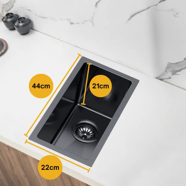 VELAZO Malý grafitový kuchynský drez s PVD povrchovou úpravou - 22 x 44 cm, Velazo VELAZ2244B