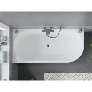 MEXEN/S - Mia voľne stojaca rohová vaňa ľavá 160 x 75, biela, sifón a prepad grafit metal 52691607500L-95