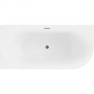 MEXEN/S - Mia voľne stojaca rohová vaňa ľavá 160 x 75, biela, sifón a prepad grafit metal 52691607500L-95