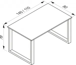 VCM Stůl Lona 110x80 U-nohy, bílý