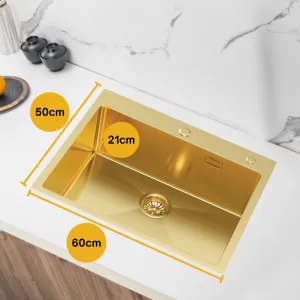 VELAZO Zlatý oceľový drez s jedným drezom 60 x 50 cm, Velazo VELAZ6050G
