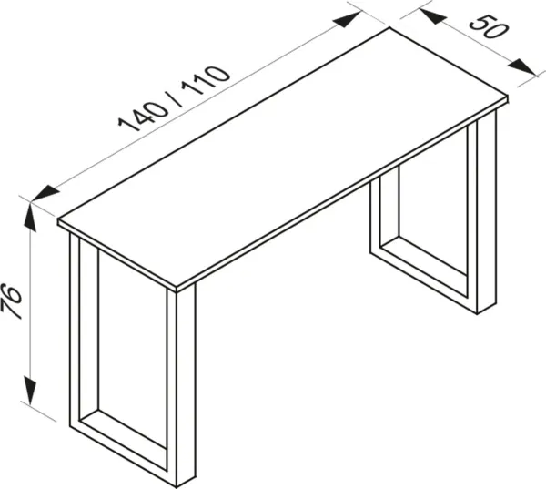 VCM Stůl Lona 110x50 U-nohy, bílý