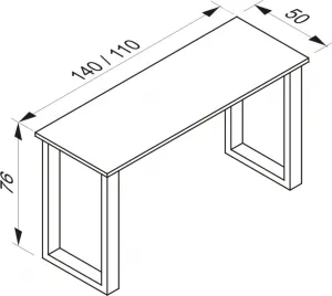 VCM Stůl Lona 110x50 U-nohy, bílý