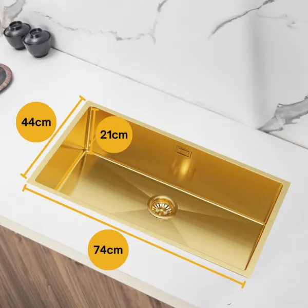 VELAZO Zlatý oceľový drez s jednou misou - 74 x 44 cm, Velazo VELAZ7444G