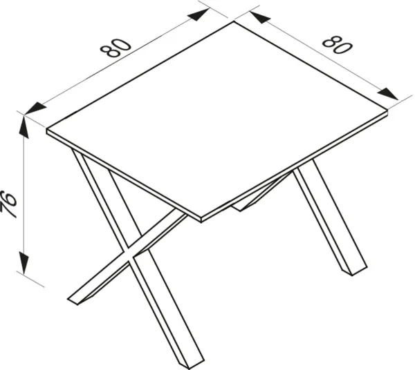 VCM Stůl Lona 80x80 X-nohy, bílý