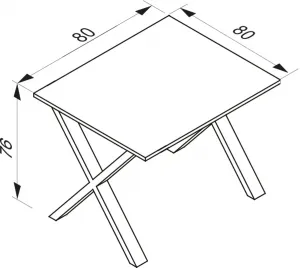 VCM Stůl Lona 80x80 X-nohy, bílý