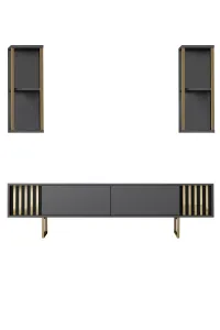 Kalune Design Sada nábytku do obývacího pokoje Gold Line antracit/zlatá