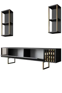 Kalune Design Sada nábytku do obývacího pokoje Gold Line antracit/zlatá