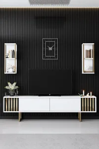 Kalune Design Sada nábytku do obývacího pokoje Gold Line bílá/zlatá