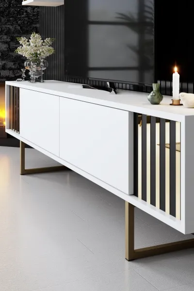 Kalune Design Sada nábytku do obývacího pokoje Gold Line bílá/zlatá