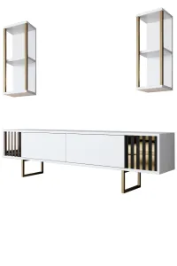 Kalune Design Sada nábytku do obývacího pokoje Gold Line bílá/zlatá
