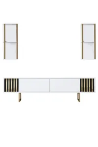 Kalune Design Sada nábytku do obývacího pokoje Gold Line bílá/zlatá