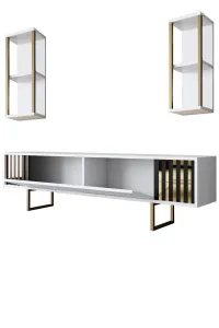 Kalune Design Sada nábytku do obývacího pokoje Gold Line bílá/zlatá