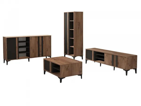 Kalune Design Súprava nábytku do obývačky Lacin borovica Atlantic/antracit